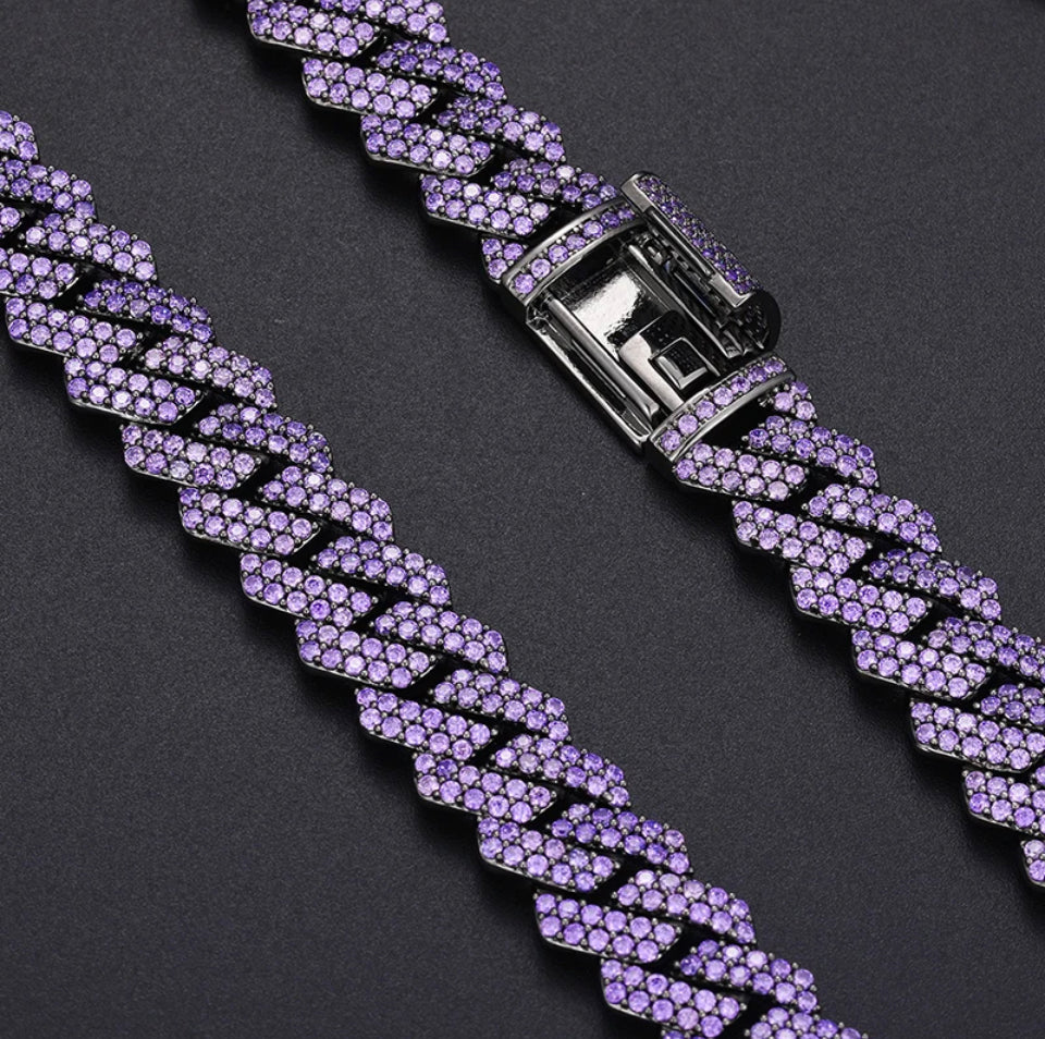 14MM Black Purple Cuban Link Chain