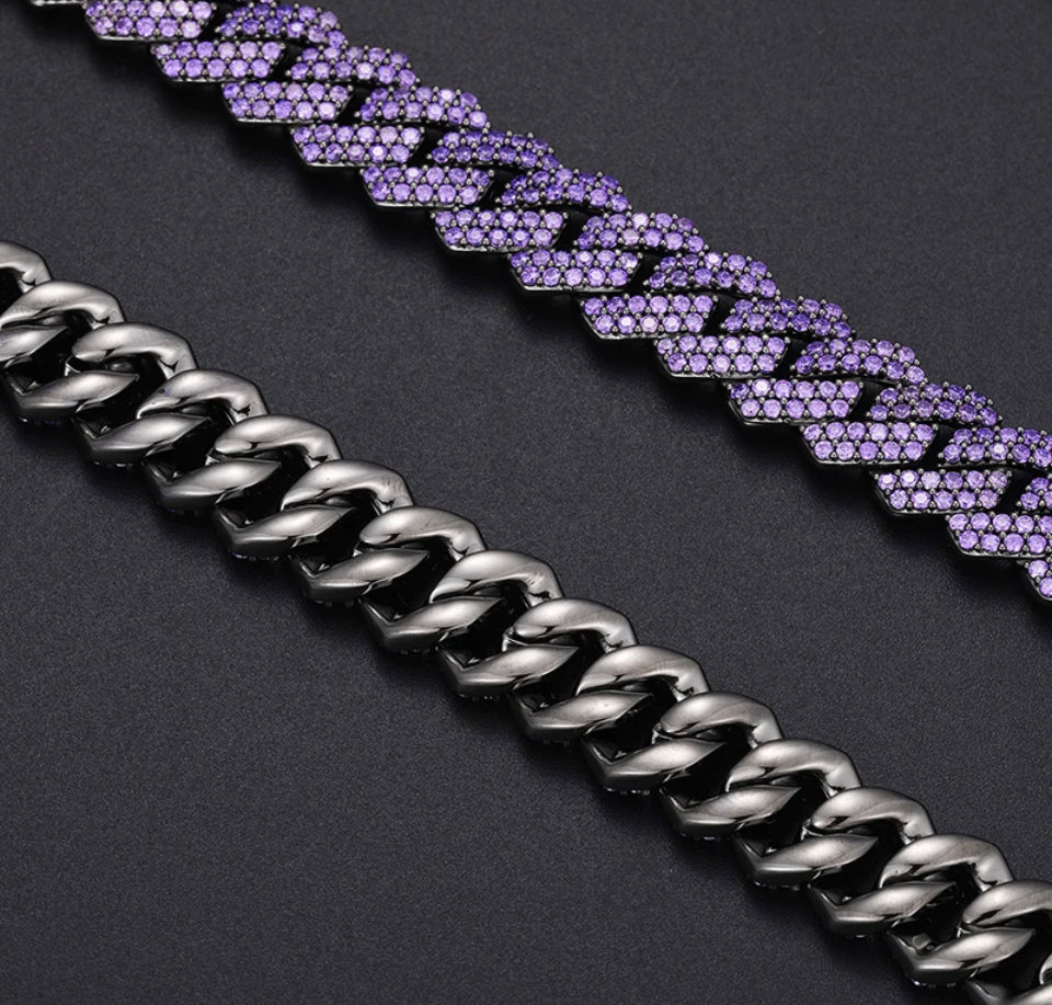 14MM Black Purple Cuban Link Chain